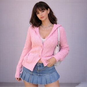 Pink Cable Knit Women's Sweater